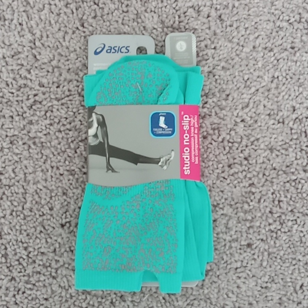Large ASICS Studio No Slip Compression Knee High Socks Women Toeless